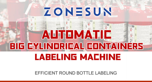 ZONESUN ZS-TB400 Automatic Round Bottle Big Cylindrical Containers Wrap Around Labeling Machine: Streamlining Large Container Labeling