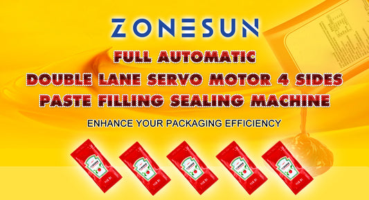 ZONESUN ZS-FS500Y-2 FULL AUTOMATIC DOUBLE LANE SERVO MOTOR 4 SIDES PASTE FILLING SEALING MACHINE