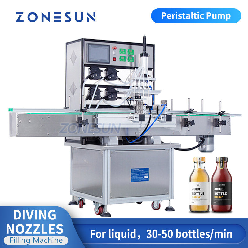 ZONESUN 3-4000ml Máquina automática de llenado de líquidos con bomba peristáltica