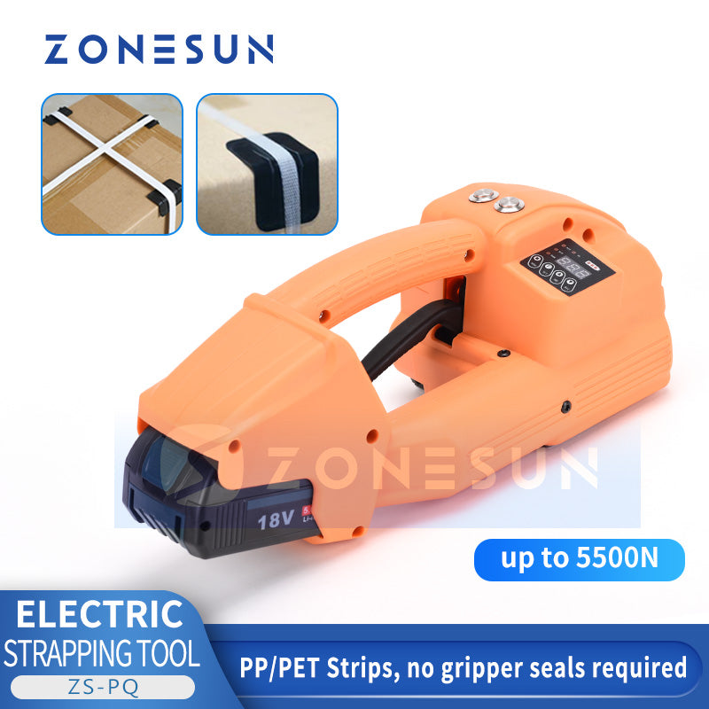 ZONESUN ZS-PQ Máquina flejadora portátil de PP/PET con batería 