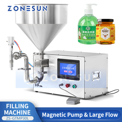 ZONESUN Liquid Filling Machine Bottle Filler Honey Bottling Equipment Magnetic Pump Ketchup Packaging ZS-GTMP30L