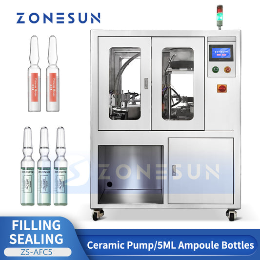 ZONESUN ZS-AFC5 Máquina automática de llenado y sellado de botellas de ampollas a pequeña escala de 2 cabezales