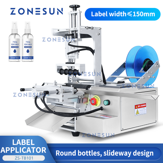 ZONESUN ZS-TB101 Slideway Single/Double Side Round Bottle Labeling Machine with Unloading Slide