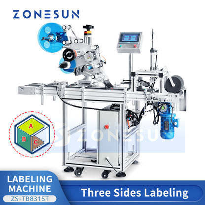 ZONESUN ZS-TB831ST Automatic Three Sides Box Corner Labeling Machine