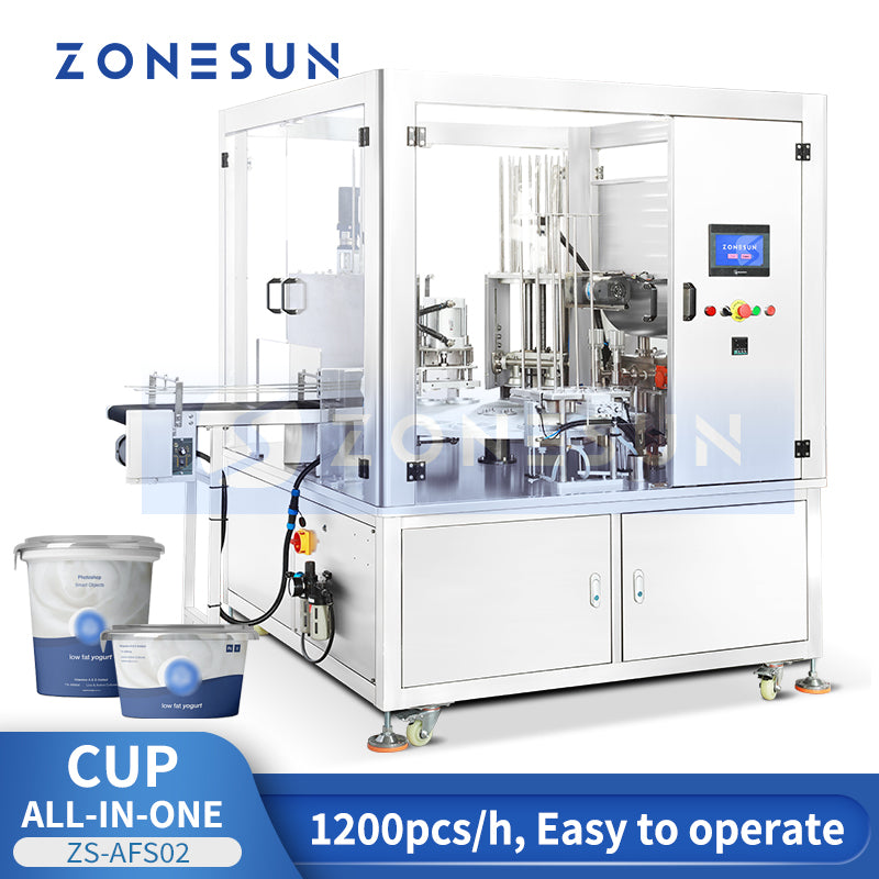 ZONESUN ZS-AFS02 Plastic Cup Piston Pump Liquid Paste Filling Sealing Machine