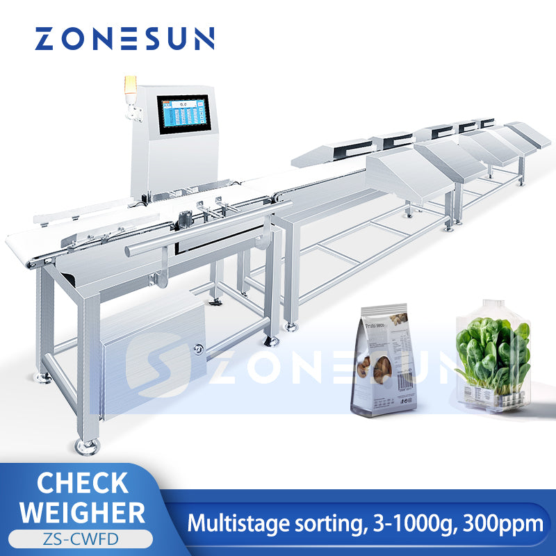 ZONESUN ZS-CWFD Multistage Weight Sorting Machine Inline Production Checkweigher