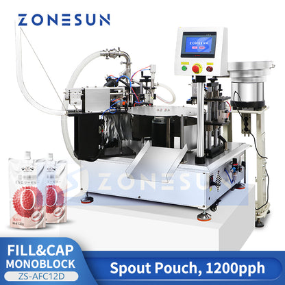 ZONESUN ZS-AFC12D Máquina tapadora de llenado de líquido con bomba de pistón de bolsa de pico automático 