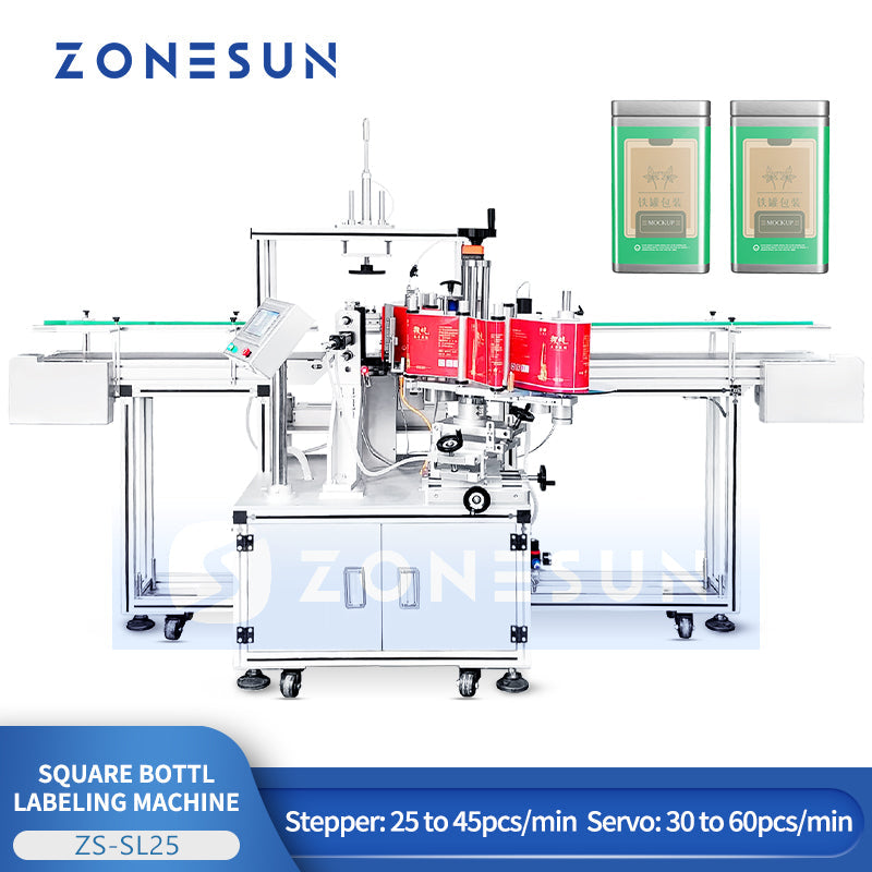 ZONESUN ZS-SL25 Automatic Square Bottle Labeling Machine Jar Cans Labeler