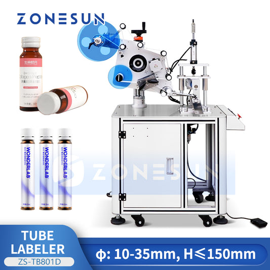 ZONESUN ZS-TB801D Semi Automatic Round Bottle Labeling Machine For Normal Transparent Label