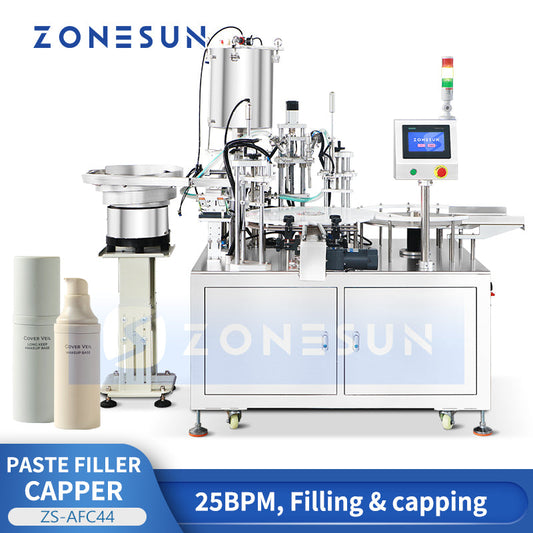 ZONESUN ZS-AFC44 Airless Pump Paste Cosmetic Cream Filling and Capping Machine