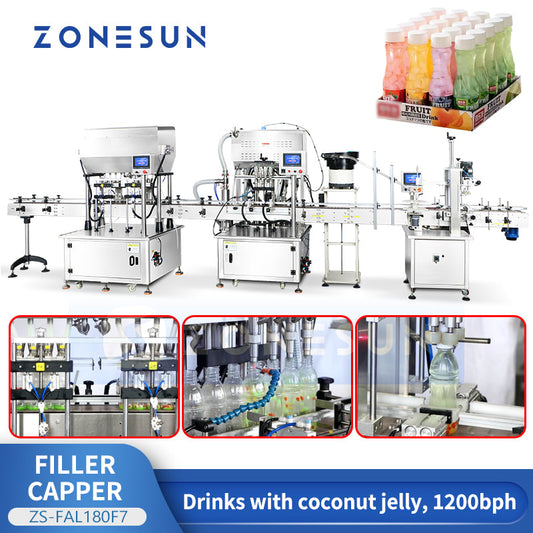 ZONESUN ZS-FAL180F7 Coconut Jelly Juice Filling Capping Production Line