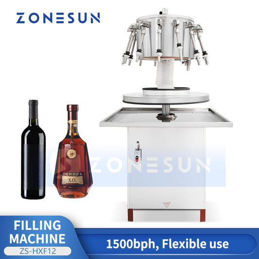 ZONESUN ZS-HXF12 Automatic Rotary Wine Filling Machine Siphon Filler