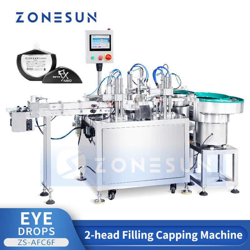 ZONESUN Eye Drop Filling and Capping Machine Onion Oil Packaging Equipment Flat Bottle Filler Capper ZS-AFC6F