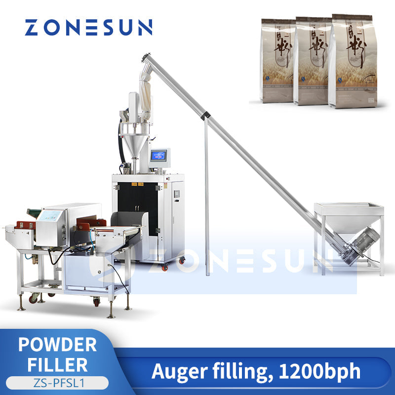 ZONESUN Automatic Powder Packing Machine Auger Filler with Metal Detector ZS-PFSL1