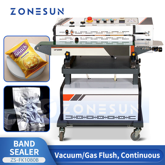 ZONESUN Horizontal Continuous Band Sealer Vacuum Sealing Machine ZS-FK1080B