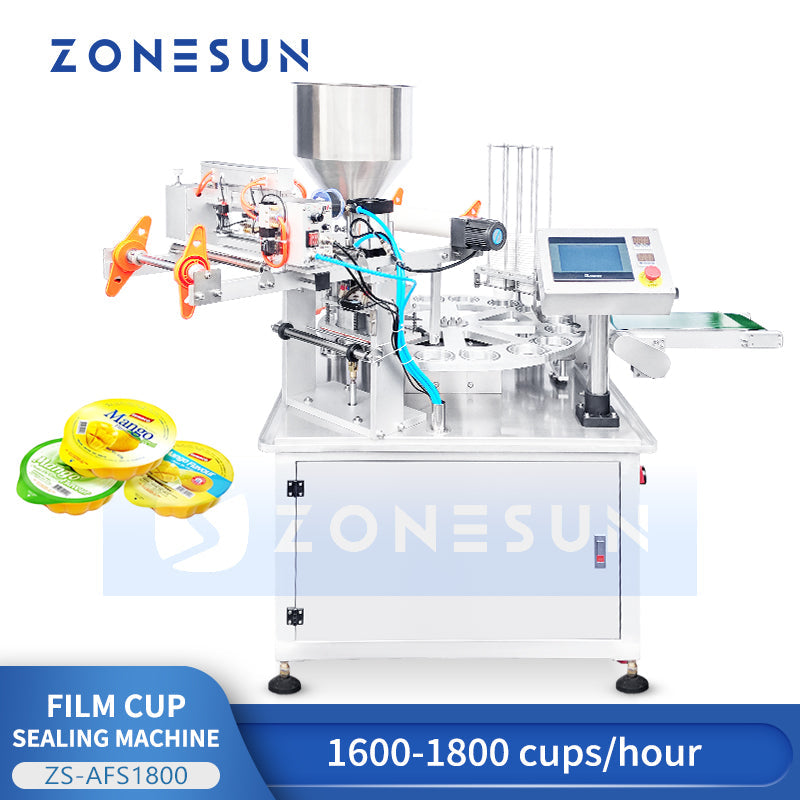 ZONESUN ZS-AFS1800 Film Cup Filling Sealing Machine For Yogurt Jelly Packaging