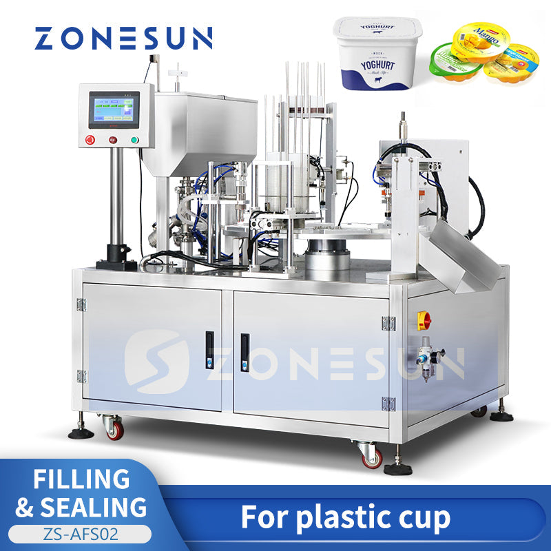 ZONESUN ZS-AFS02 Plastic Cup Piston Pump Liquid Paste Filling Sealing Machine