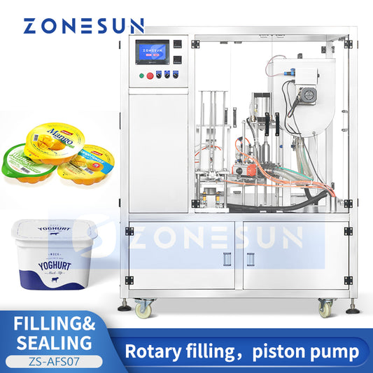 ZONESUN ZS-AFS07 Plastic Cup Piston Pump Liquid Paste Filling Sealing Machine