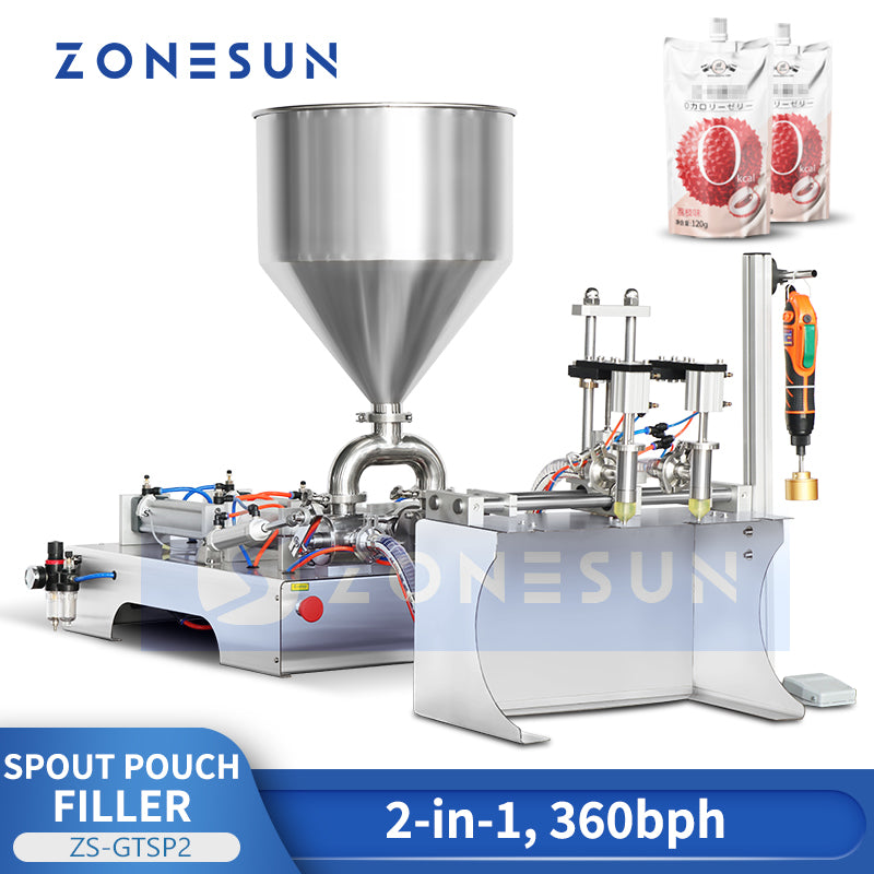 ZONESUN Semi Automatic Spout Pouch Packaging Machine Piston Pump ZS-GTSP2