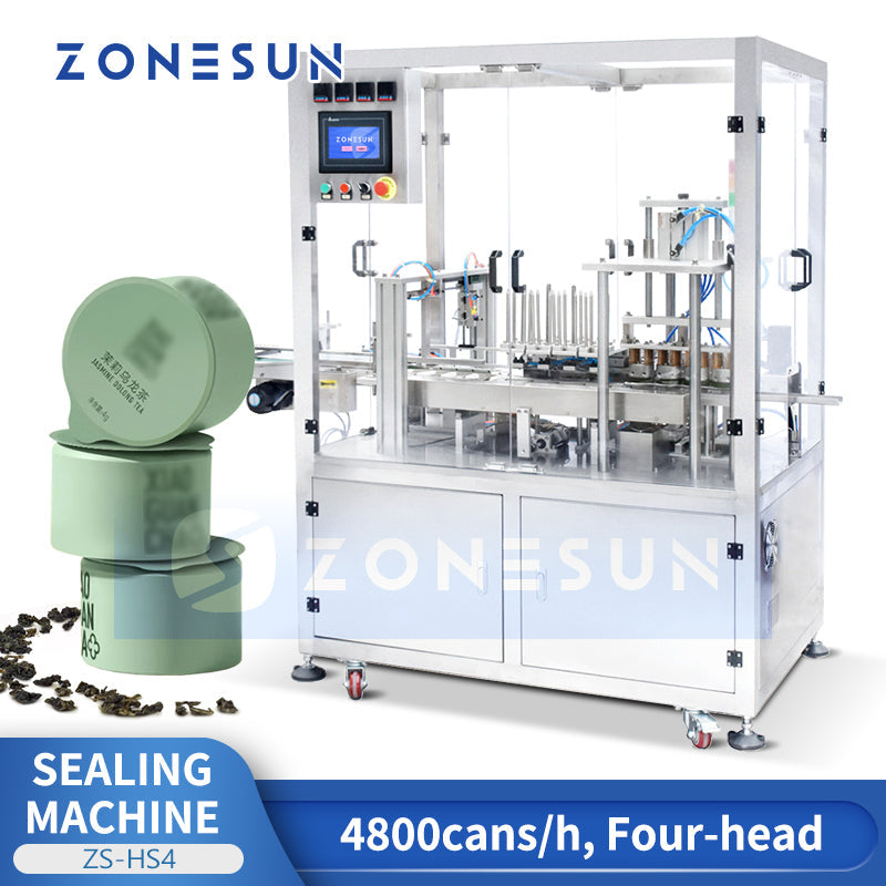 ZONESUN ZS-HS4 Automatic Precut Lid Cup Sealer 4 Head Sealing Machine