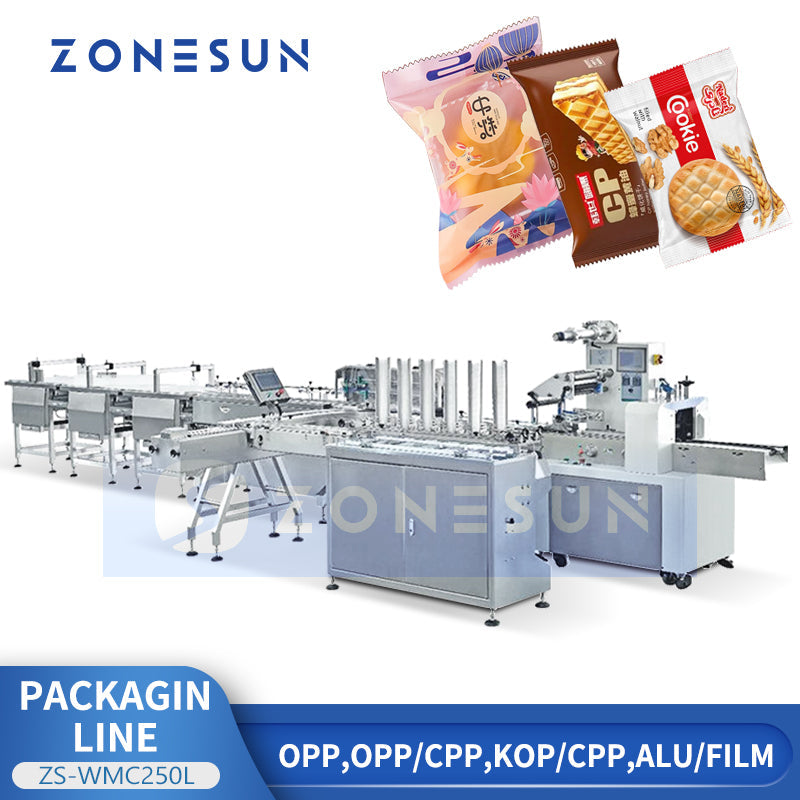 ZONESUN ZS-WMC250L Automatic Production Line Horizontal Flow Wrapping Machine