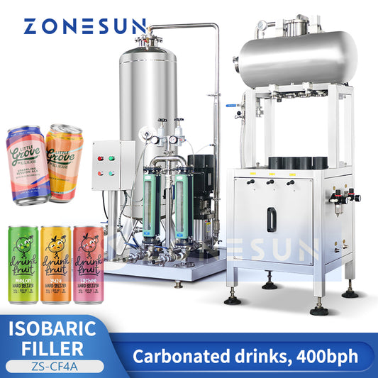 ZONESUN ZS-CF4A Semi-automatic 4 Heads Carbonated Drinks Sparkling Wine Soda Mixing Filling Machine