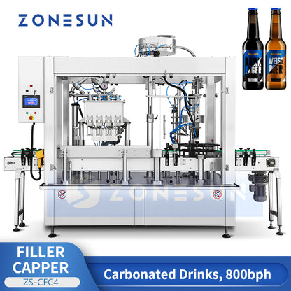 ZONESUN  Beer Bottle Filling and Capping machine Crown Cap Sealing Machine ZS-CFC4