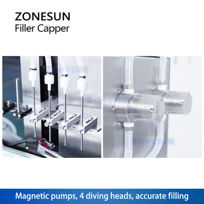 ZONESUN Monoblock Filling and Capping Machine Bottle Filler and Capper ZS-DTFC4