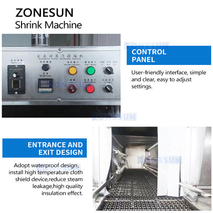 ZONESUN ZS-ZQ15 Automatic Steam Shrinking Sleeve Wrapping Machine