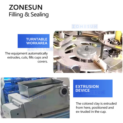 ZONESUN ZS-100XPN Automatic Slime and Clay Filling Sealing Machine