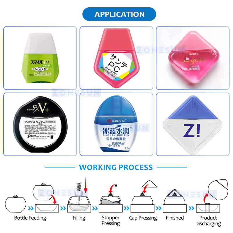 ZONESUN Eye Drop Filling and Capping Machine Onion Oil Packaging Equipment Flat Bottle Filler Capper ZS-AFC6F