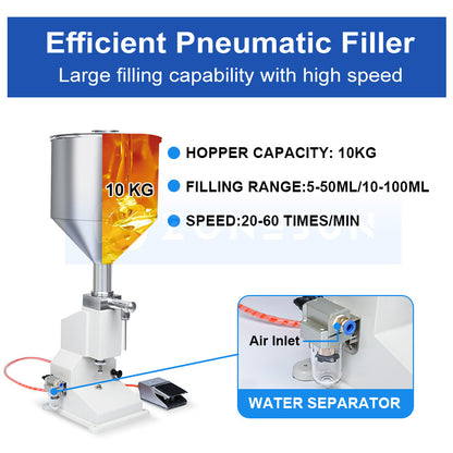 ZONESUN A02 Stainless Steel Pneumatic Paste Filling Machine