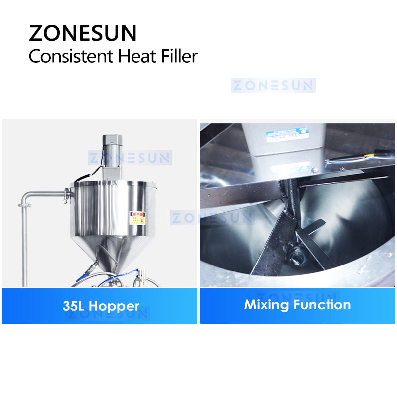 ZONESUN Cosmetic Paste Filler Consistent Heating Mixing Filling Machine ZS-WCHJ1C