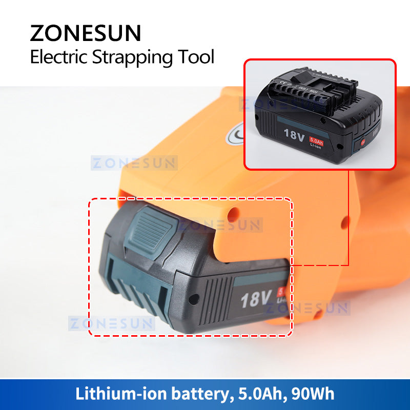 ZONESUN ZS-PQ Máquina flejadora portátil de PP/PET con batería 