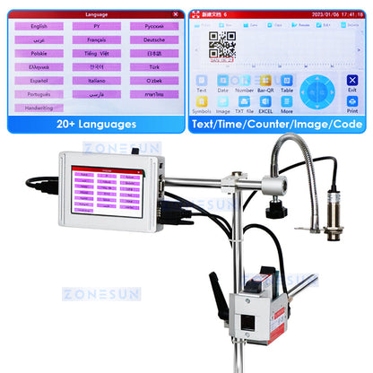 ZONESUN Inkjet Printer Date Coding Machine 12.7mm Code Production Line ZS-DC127