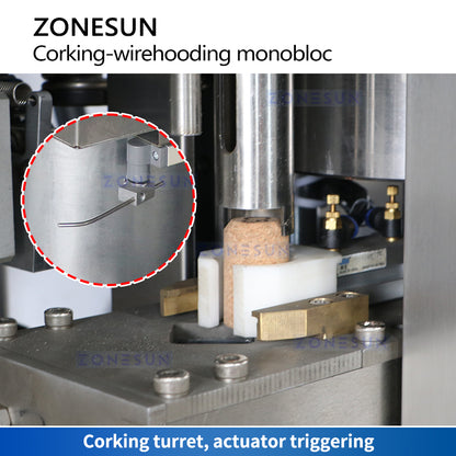 ZONESUN Automatic Wine Corking Machine and Wire Hooding Monobloc Capping Machine ZS-YG17A