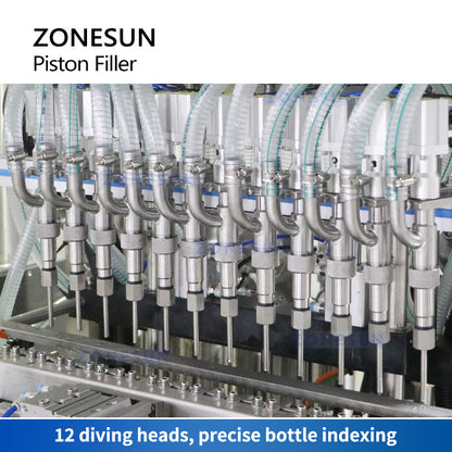 ZONESUN ZS-YT12T-12PX Automatic Piston Filler Thick Paste Filling Machine