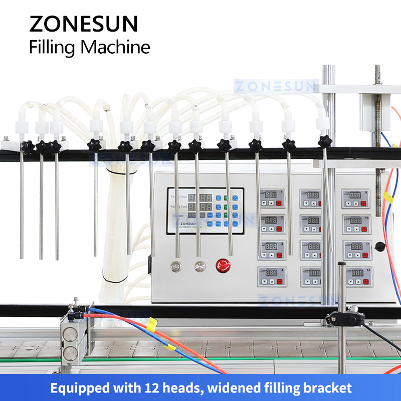 ZONESUN ZS-VTDP12P 12 Nozzles Diaphragm Pump Liquid Filling Machine With Conveyor