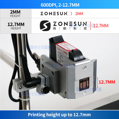 ZONESUN Inkjet Printer Date Coding Machine 12.7mm Code Production Line ZS-DC127