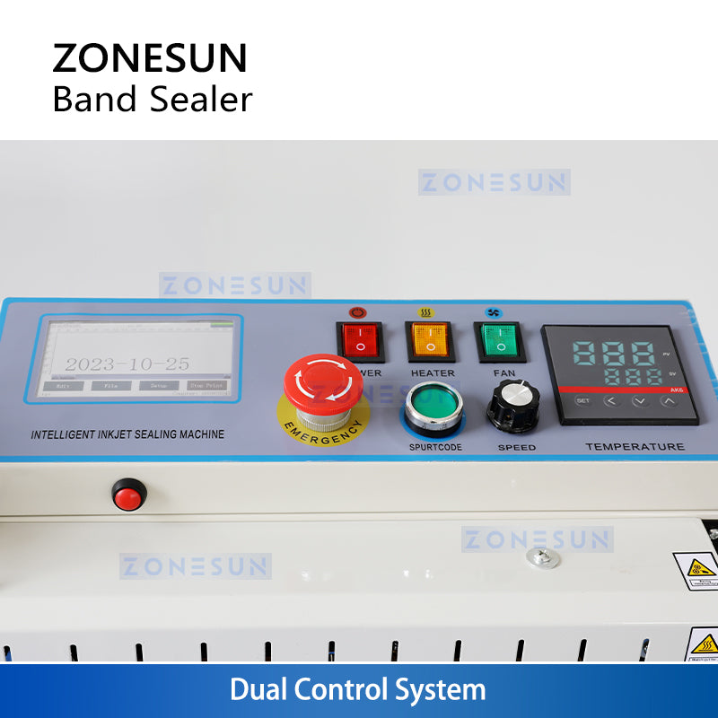 ZONESUN ZS-PM1800 Máquina automática de sellado de bolsas con codificador de fecha 