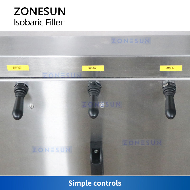 ZONESUN ZS-CF4A Semi-automatic 4 Heads Carbonated Drinks Sparkling Wine Soda Mixing Filling Machine