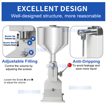 ZONESUN Manual Liquid Paste Filling Machine Shampoo Filler ZS-A03S