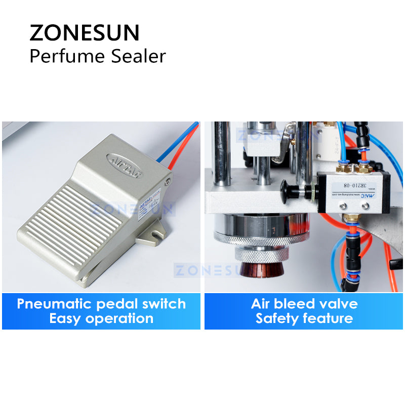 ZONESUN ZS-YG08 13/15/18/20mm Pneumatic Perfume Capping Machine