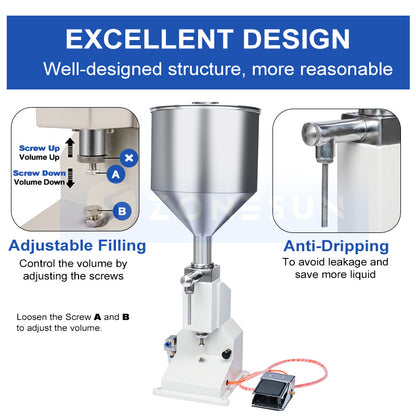 ZONESUN A02 Stainless Steel Pneumatic Paste Filling Machine