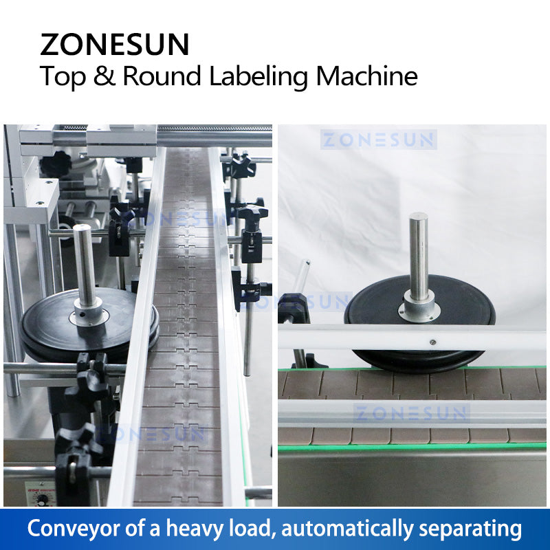 ZONESUN Automatic Labeling Machine Bottle Top and Body Label Applicator ZS-TB822P