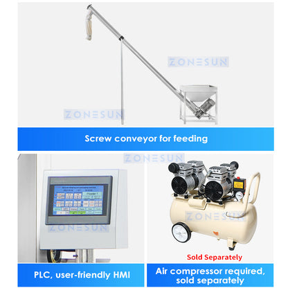 ZONESUN Automatic Powder Packing Machine Auger Filler with Metal Detector ZS-PFSL1