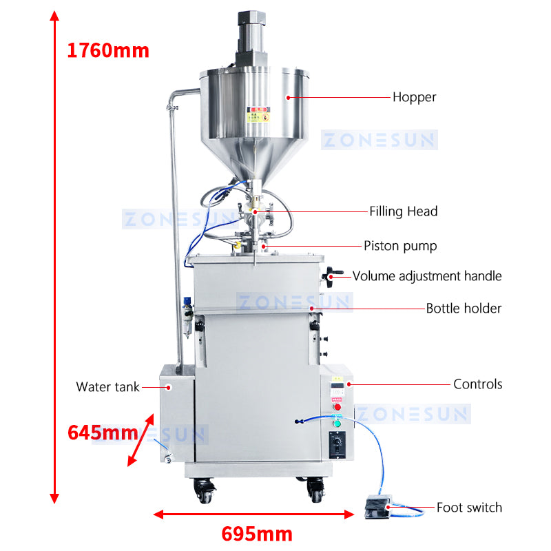 ZONESUN ZS-WCHJ1 Semi-automatic Wax Paste Heating Mixing Filling Machine