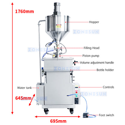 ZONESUN ZS-WCHJ1 Semi-automatic Wax Paste Heating Mixing Filling Machine