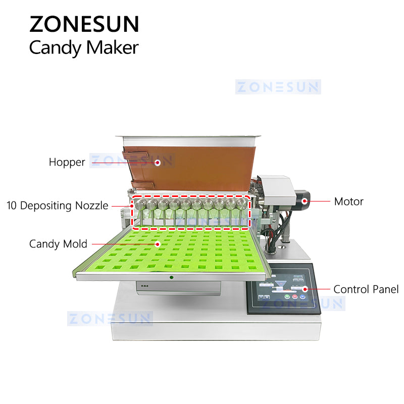 ZONESUN Chocolate Depositor Gummy Filling Machine Candy Making Machine ZS-FM7C