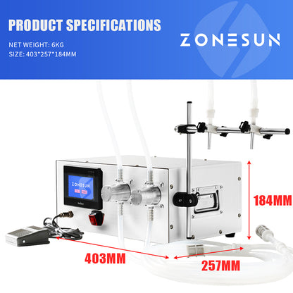 ZONESUN ZS-MPZ2 Semi-automatic Magnetic Pump Liquid Filling Machine